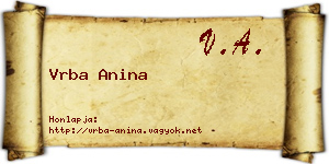 Vrba Anina névjegykártya